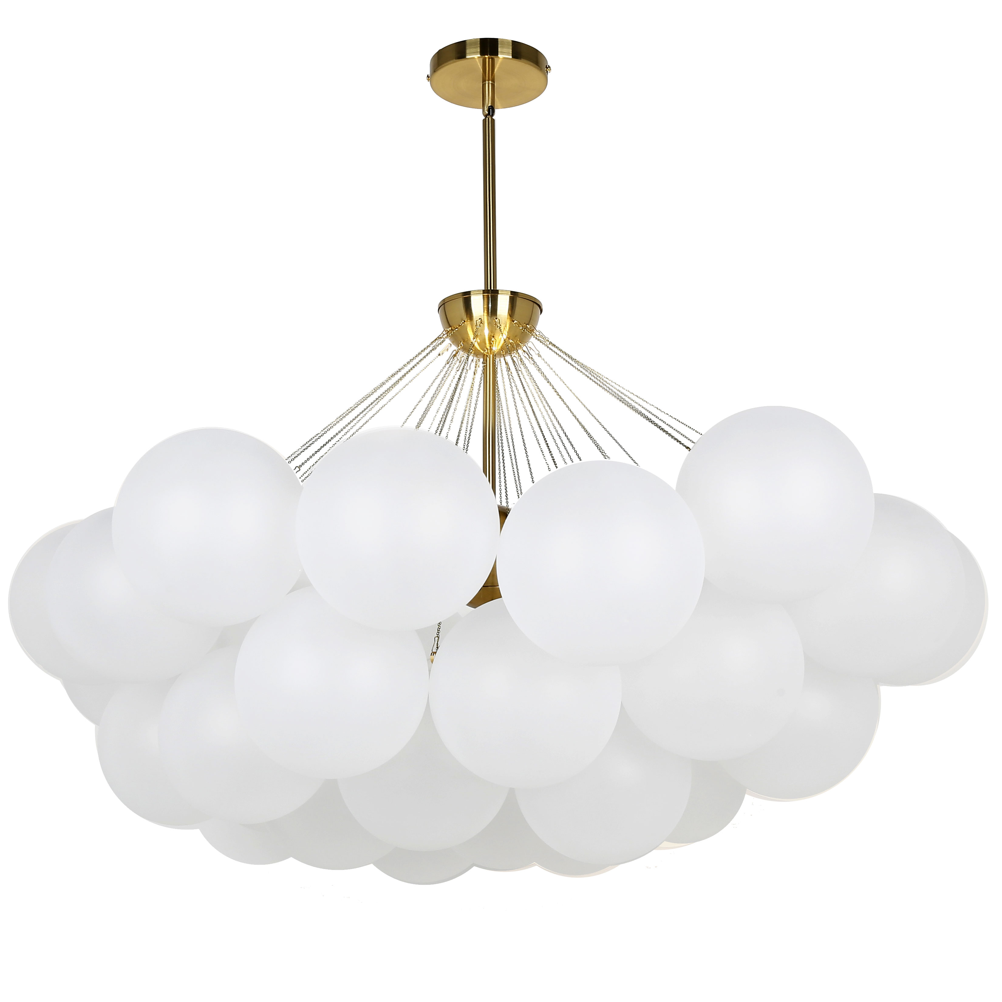 8 Light Aged Brass Halogen Chandelier w/ Frosted Glass