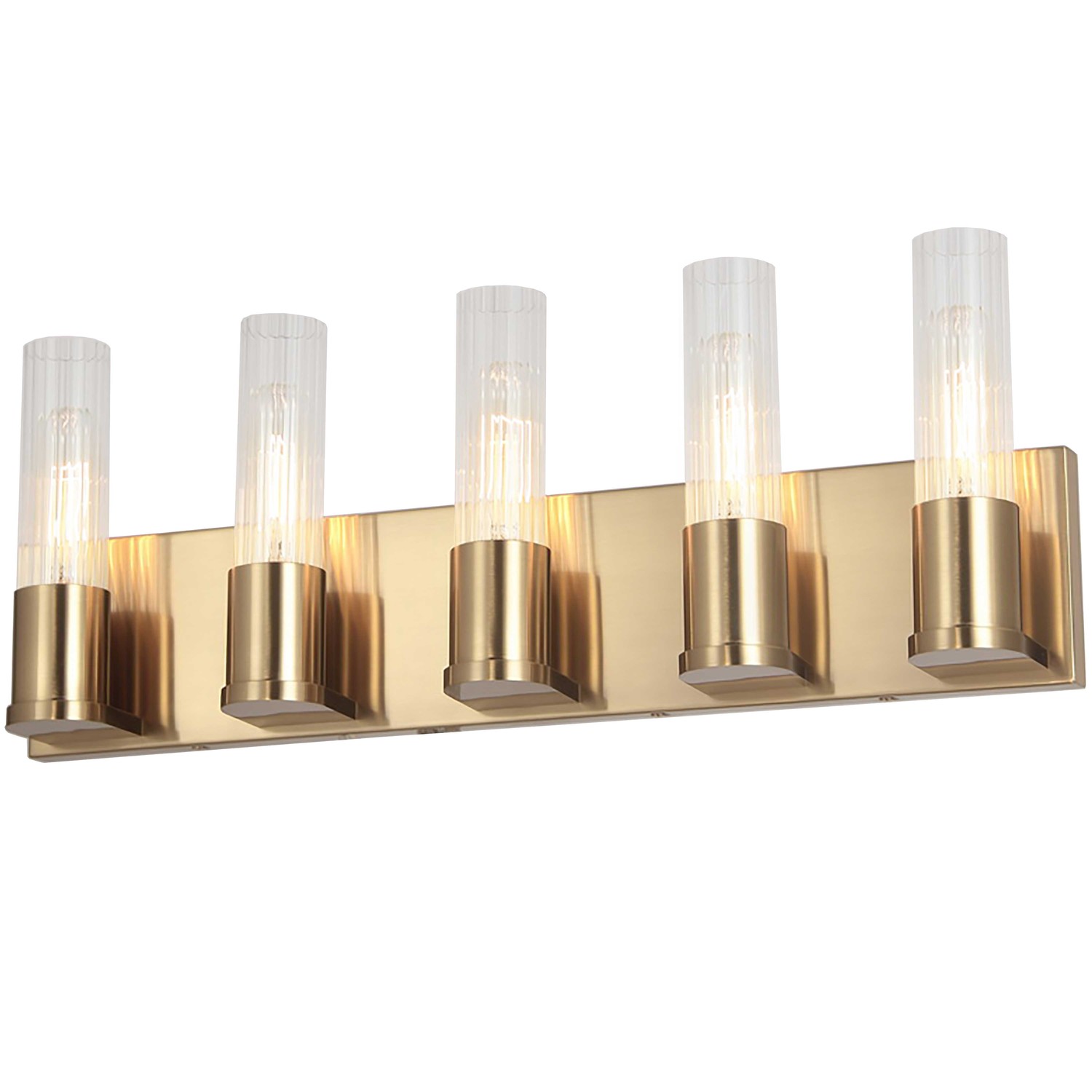 5 Light Incandescent Vanity, AGB w/ CLR Fluted Glass