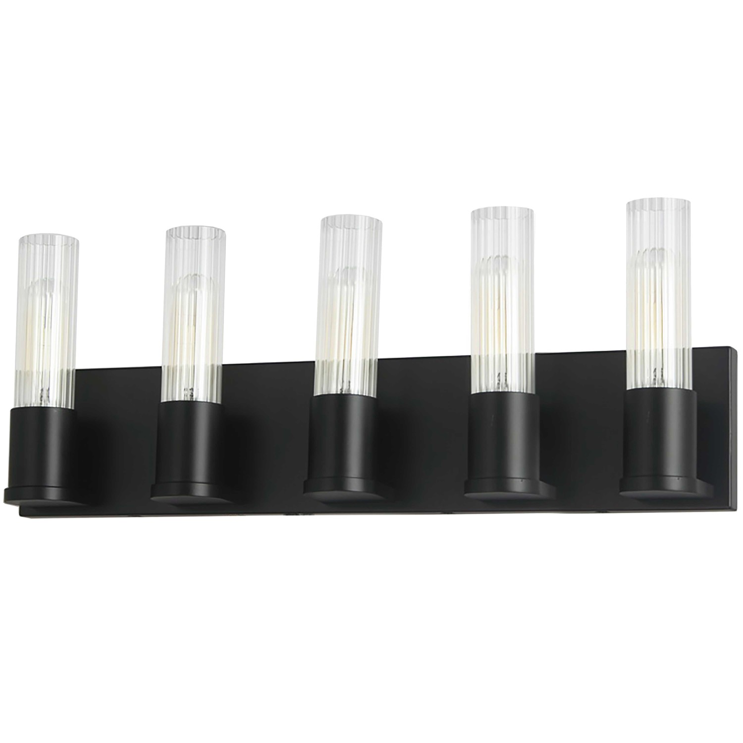 5 Light Incandescent Vanity, MB w/ CLR Fluted Glass