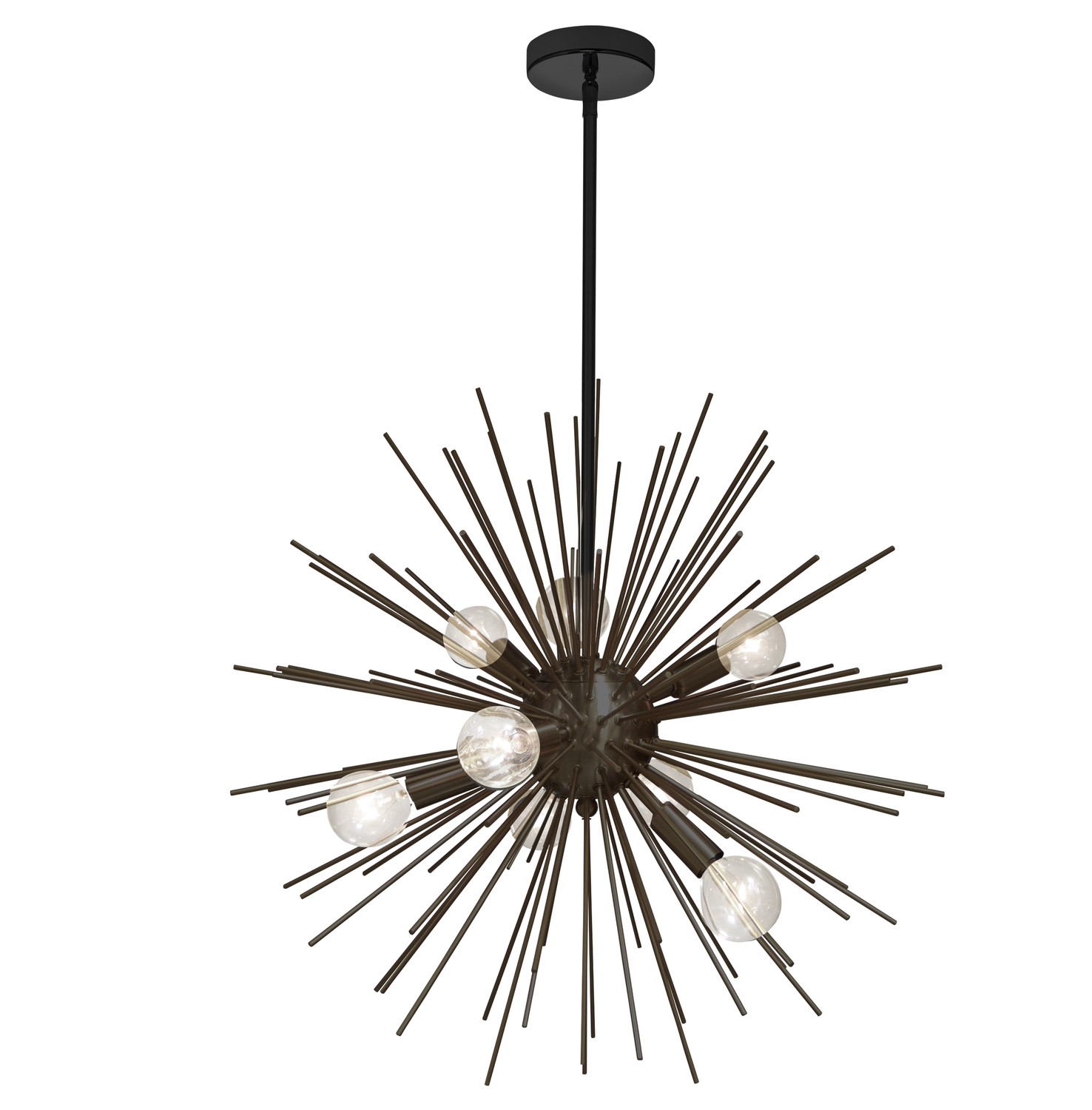 8 Light Incandescent Pendant, Matte Black