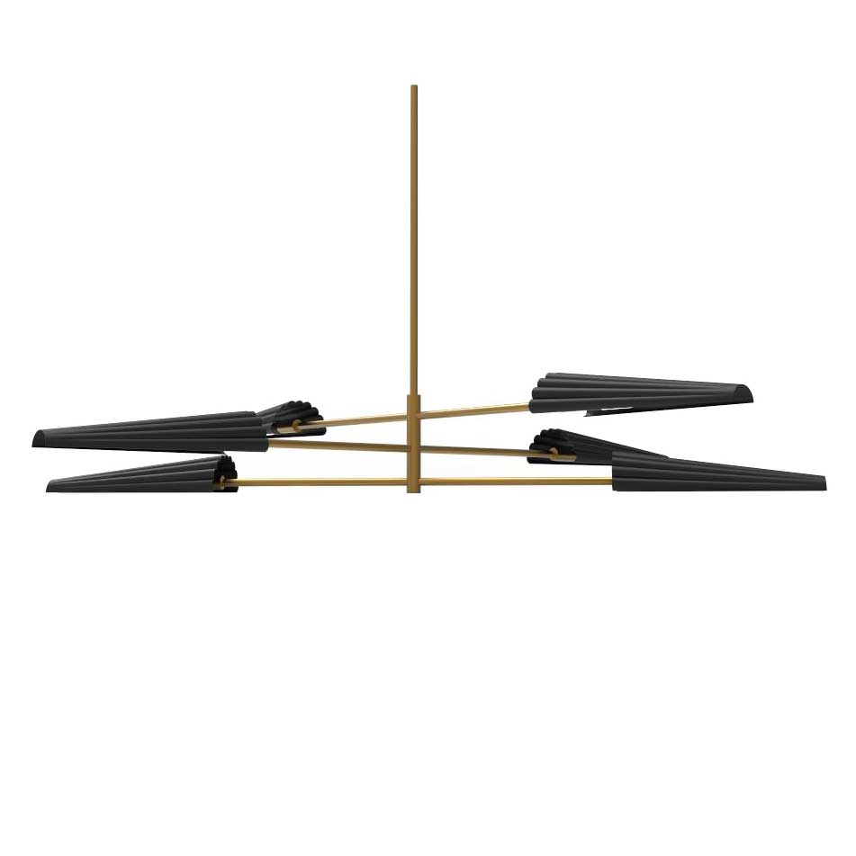 6 Light Incandescent 3-Tier Chandelier Aged Brass and Matte Black