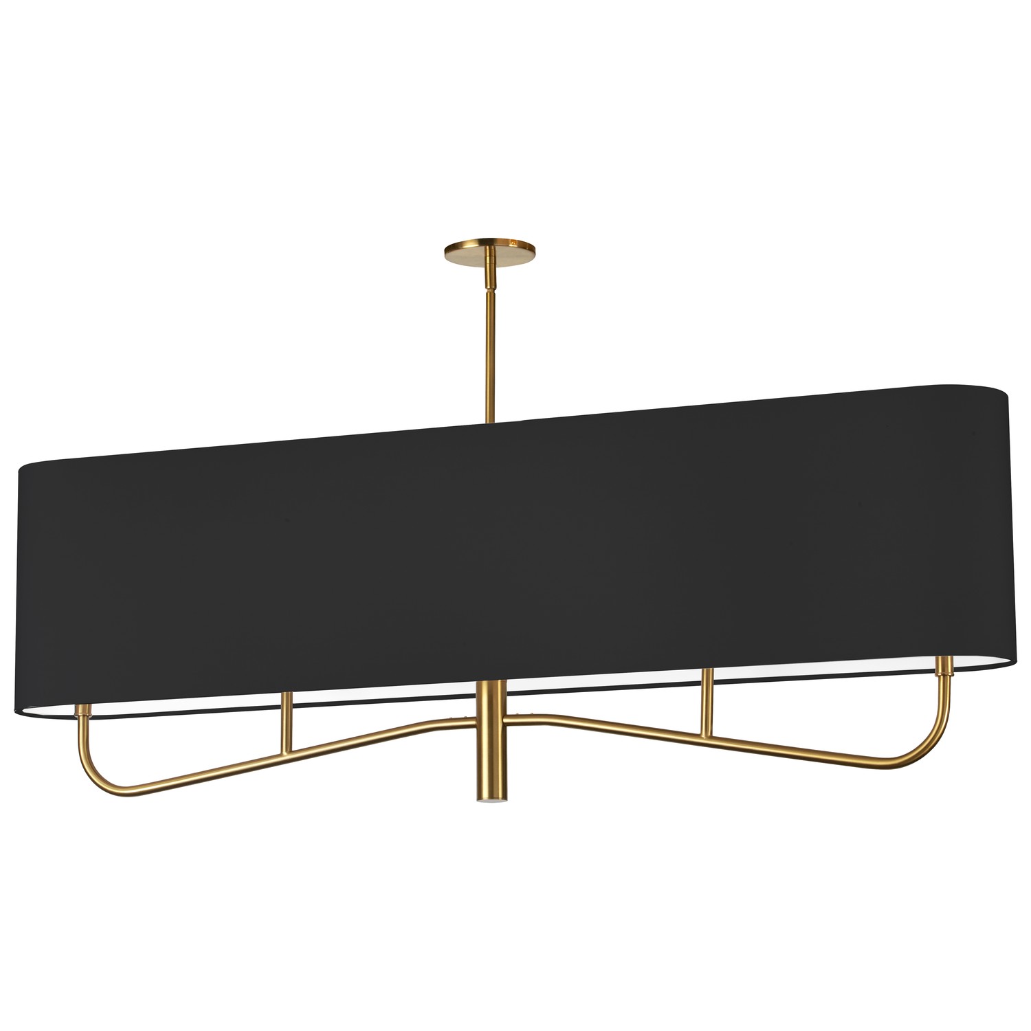 4 Light Incandescent Horizontal Chandelier Aged Brass with Black Shade