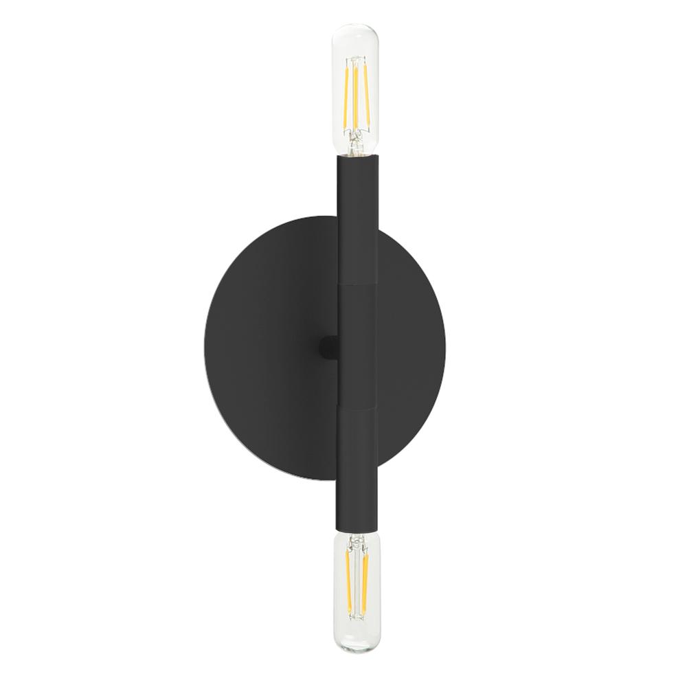 2 Light Incandescent Wall Sconce, Matte Black       (WAN-132W-MB)