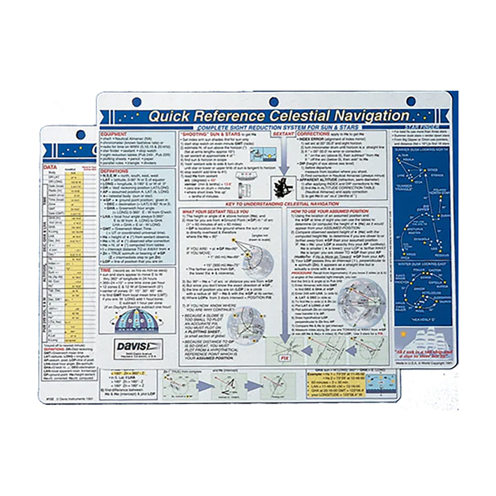 Davis Quick Reference Celestial Navigation Card