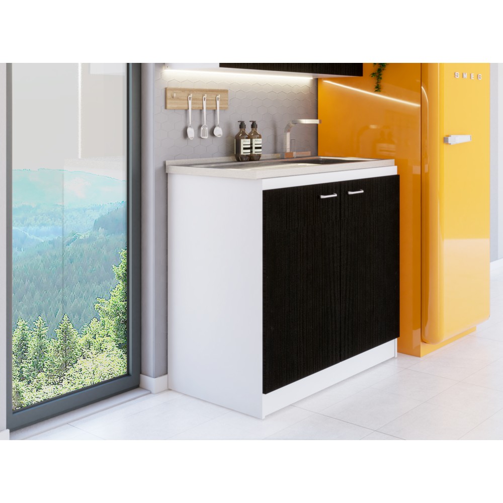 Salento Utility Sink With Cabinet Black Wengue