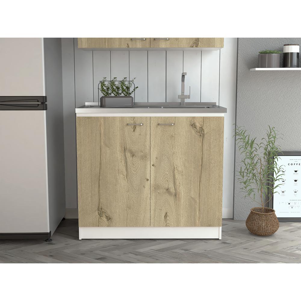 Salento Freestanding Sink - White/Light Oak