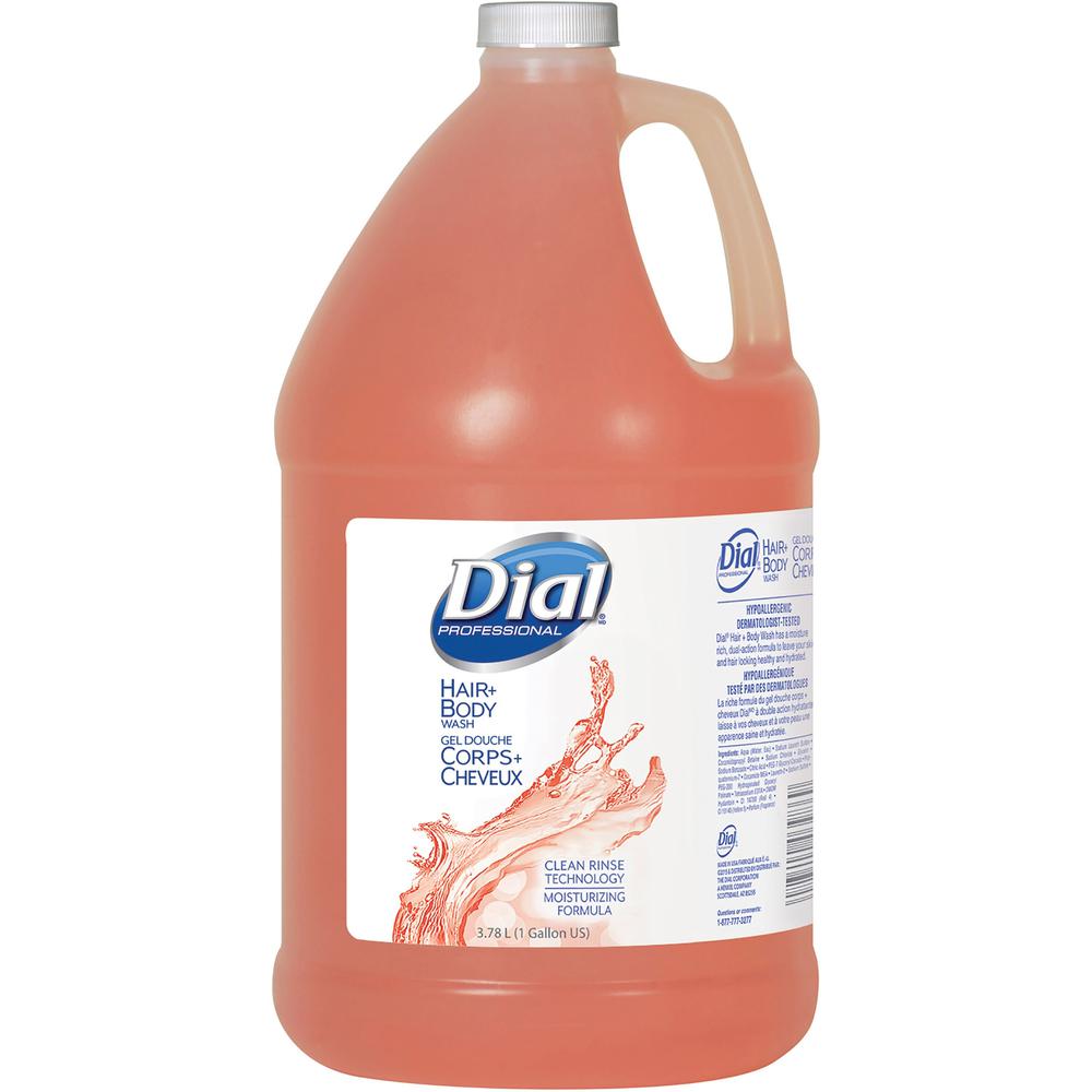 Dial Professional Hair + Body Wash - Peach Scent - 1 gal (3.8 L) - Body, Hair, Skin - Peach - pH Balanced, Rich Lather - 4 / Car