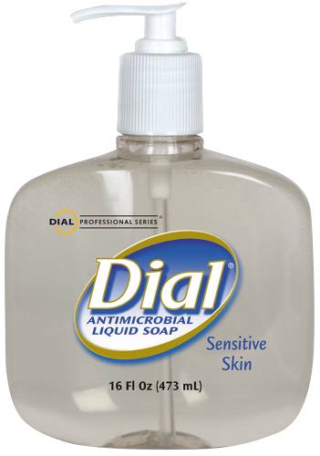 Sensitive Skin Antimicrobial Liquid Soap - 16 fl oz (473.2 mL) - Kill Germs - Clear - 12 / Carton