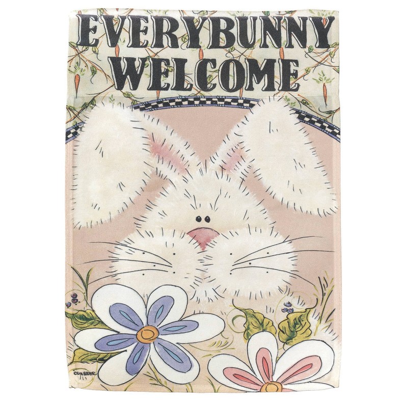 Everybunny Welcome Print Flag Garden