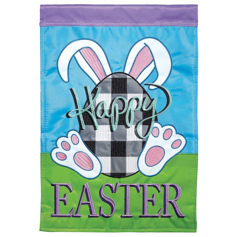 Flg Happy Easter Plaid Bunny Poly 