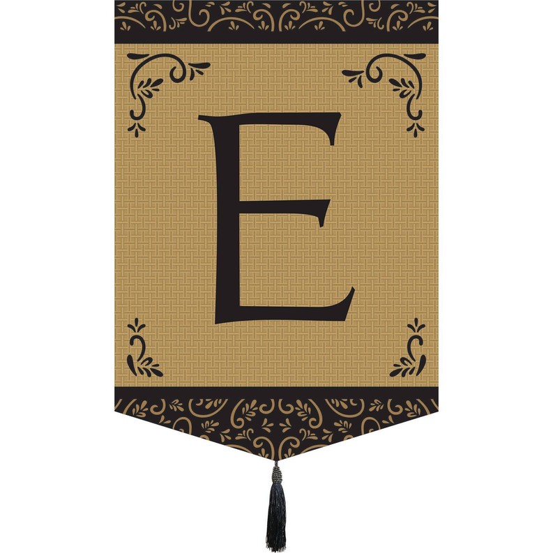 Garden Monogram Tassel Burlap Flag