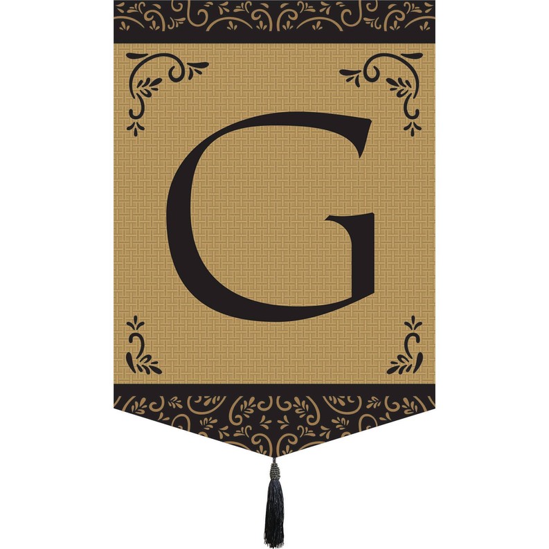 Garden Monogram Tassel Burlap Flag