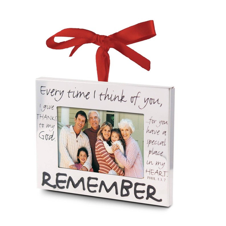 Ornament Silver Frame Remember Ribbon