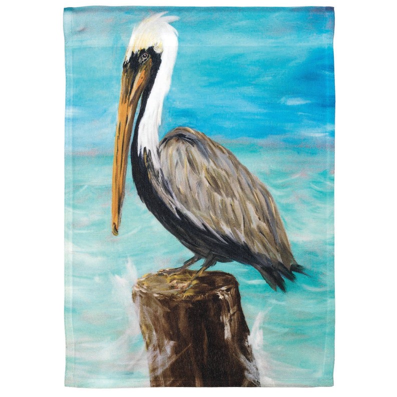 Pelican On Post Garden Flag