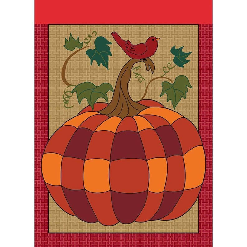 Pumpkin Burlap Garden Flag