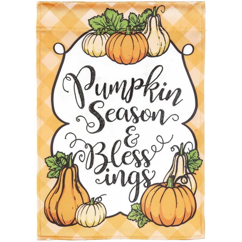 Pumpkin Season Flag Applique Plus Garden