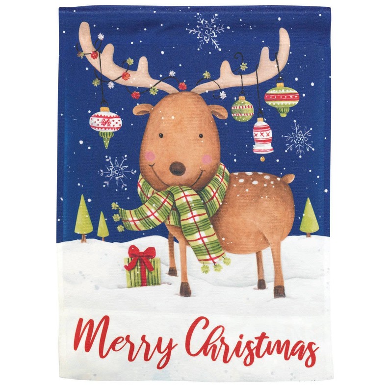 Reindeer Merry Christmas Garden Print Flag