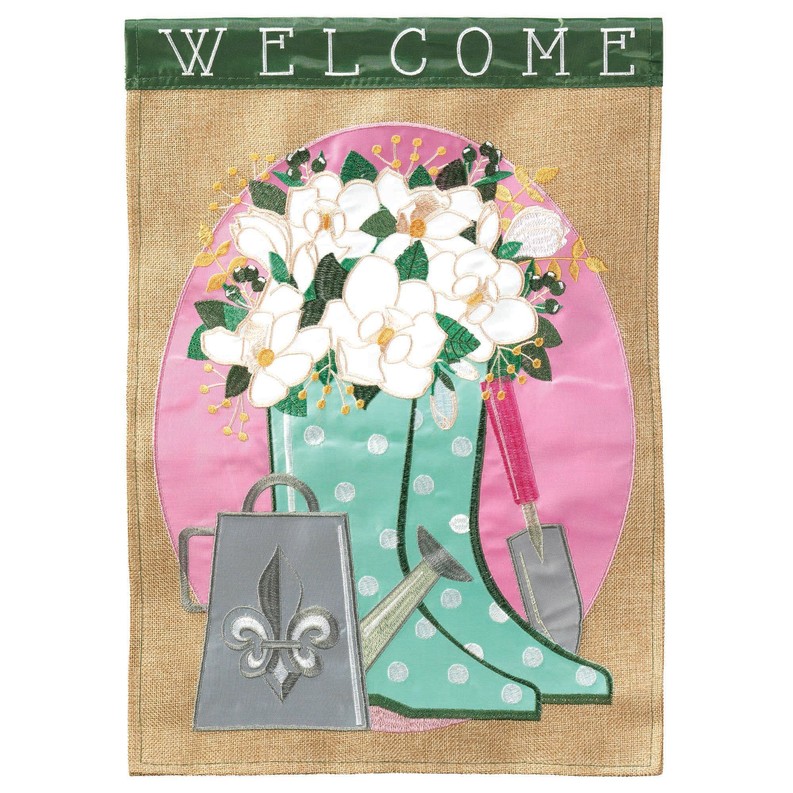 Welcome Fleur De Lis Rainboots Flag 