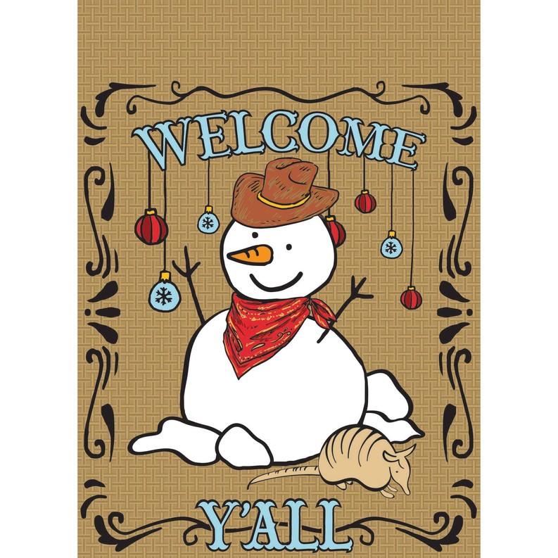 Welcome Y'All Snowman Garden Flag