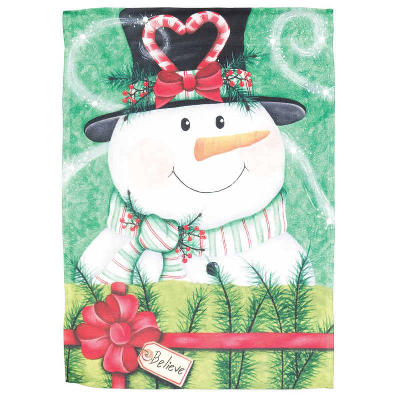 Flag Snowman Believe Polyester