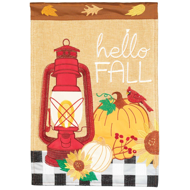 Flag Hello Fall Lantern Polyester