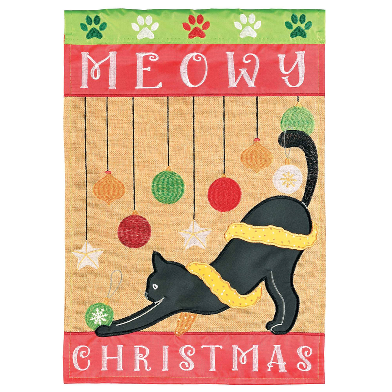 Flag Cat Meowy Christmas Polyester