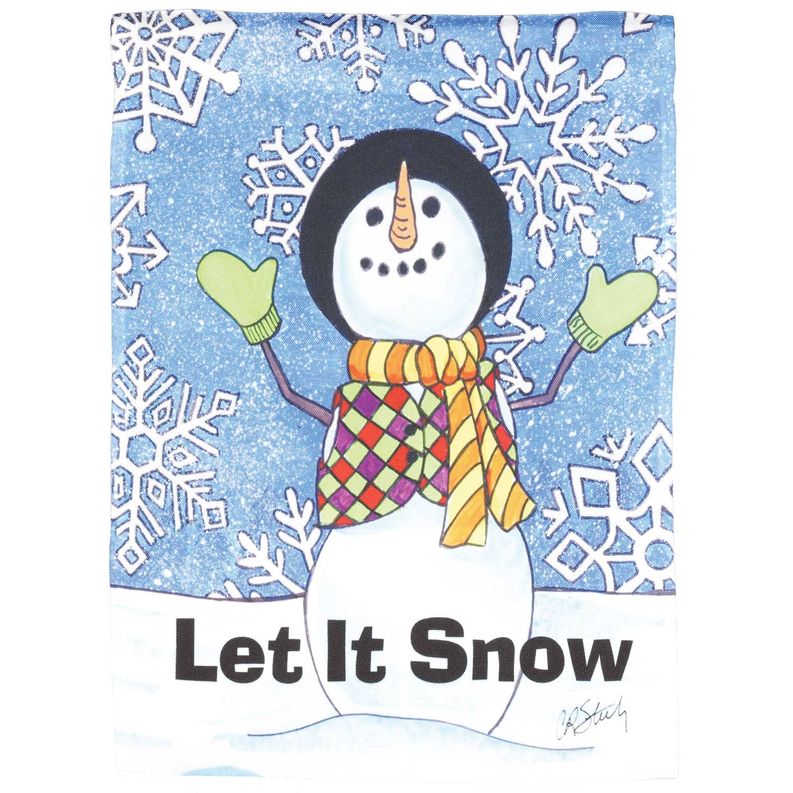 Flag Snowman Let It Snow Polyester