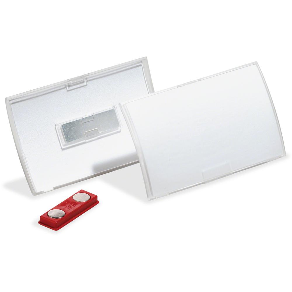 DURABLE CLICK FOLD Convex Magnetic Name Badge Holder - 2-1/8" x 3-5/8" - Plastic - Transparent - 10 / Box