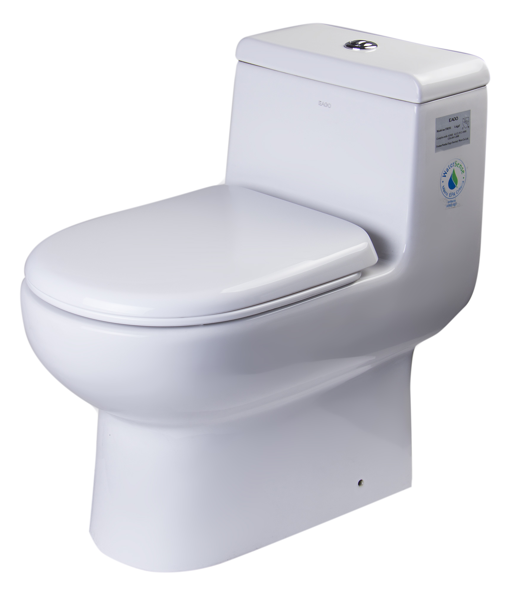 Eago TB351 Dual Flush One Piece Eco-Friendly High Efficiency Low Flush Ceramic Toilet