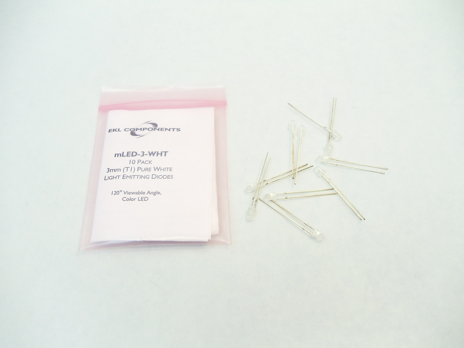 Ekl - 3Mm Pure White Light Emitting Diodes - 4.50 Volt - 10 Pack