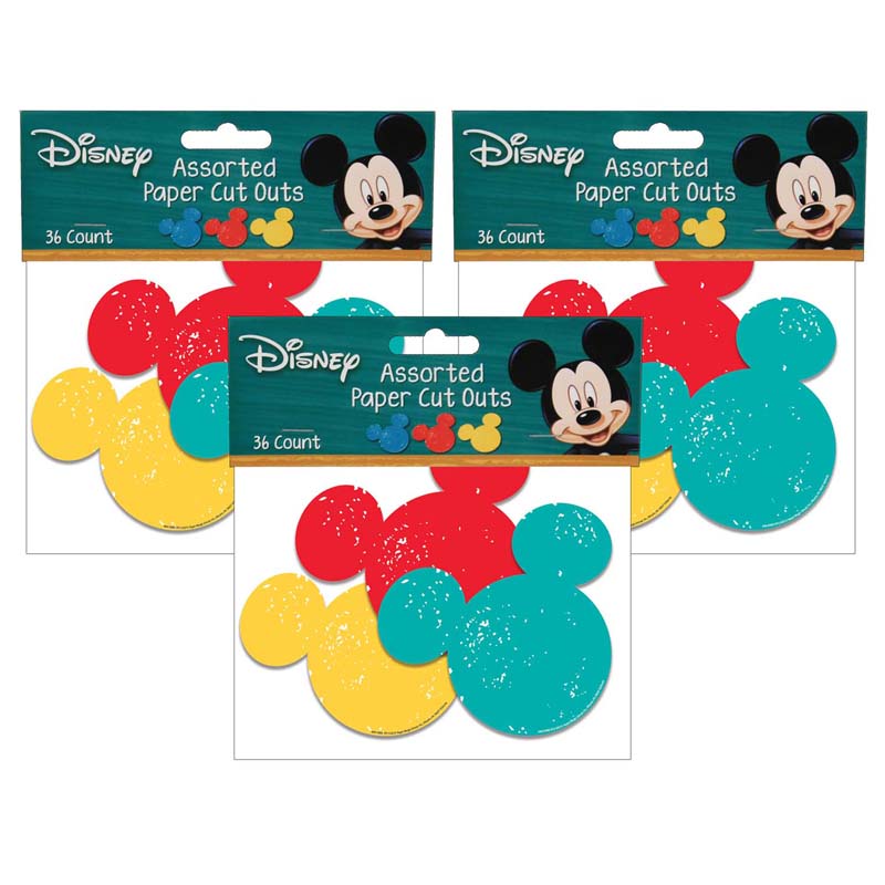 Mickey Mouse Paper Cut Outs, 36 Per Pack, 3 Packs
