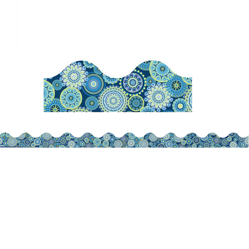 Blue Harmony Mandala Scalloped Deco Trim, 37 Feet