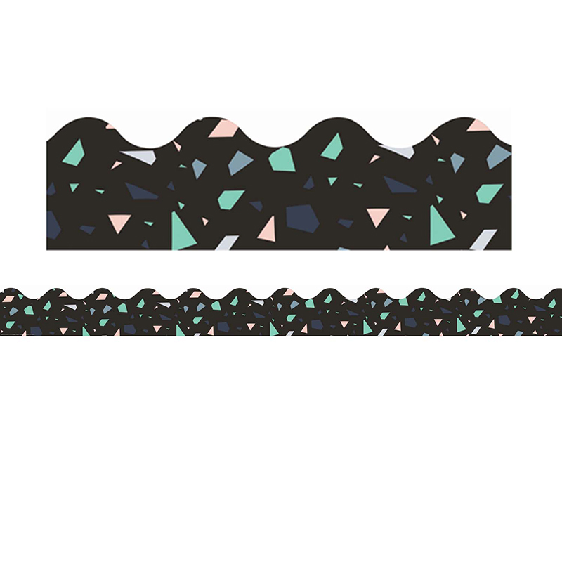 Simply Sassy Black Terrazzo Deco Trim Extra Wide Die Cut, 37 Feet