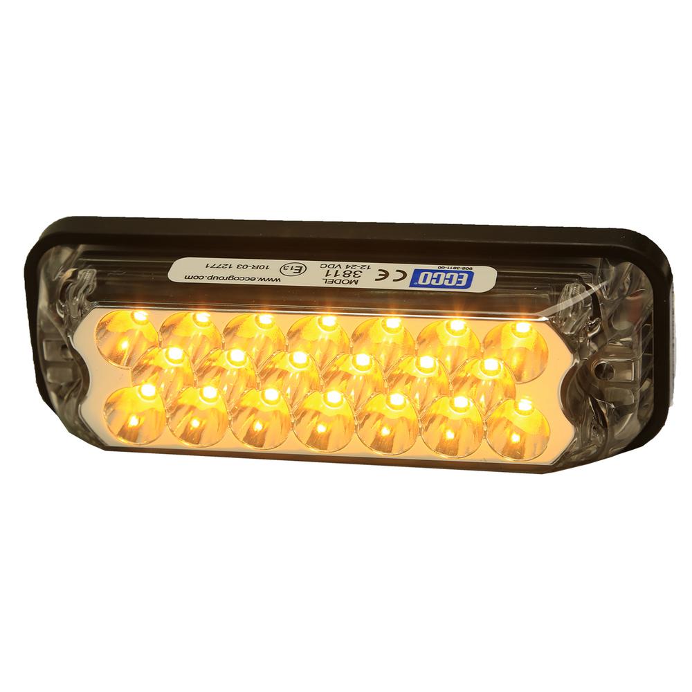 DIRECTIONAL LED RECTANGULAR SURFACE MOUNT 12-24VDC 7 FLASH PATTERNS AMBER