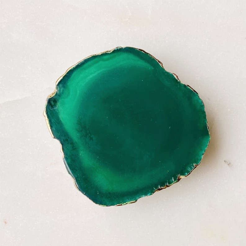 Golden Edge Natural Stone Phone Grip - Green Agate