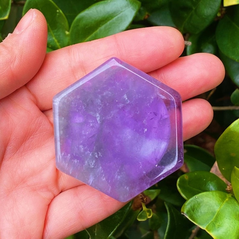 Hexagon Natural Stone Phone Grip - Amethyst