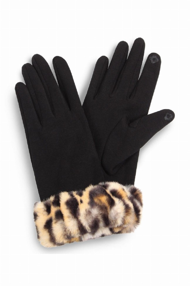Leopard Faux Fur Texting Gloves