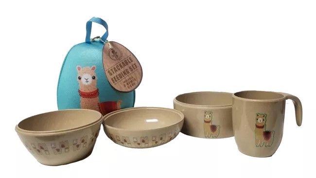 Refresh-A-Baby Stackable Eco-Friendly 4 Piece Nature Bowl Cup Set (Llama)