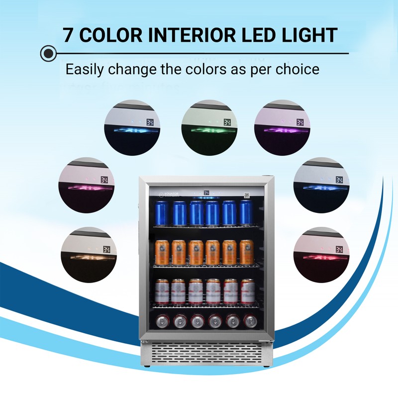  4.6cf Built-in/Freestanding Outdoor/Indoor Refrigerator with 7 Color LED Lights