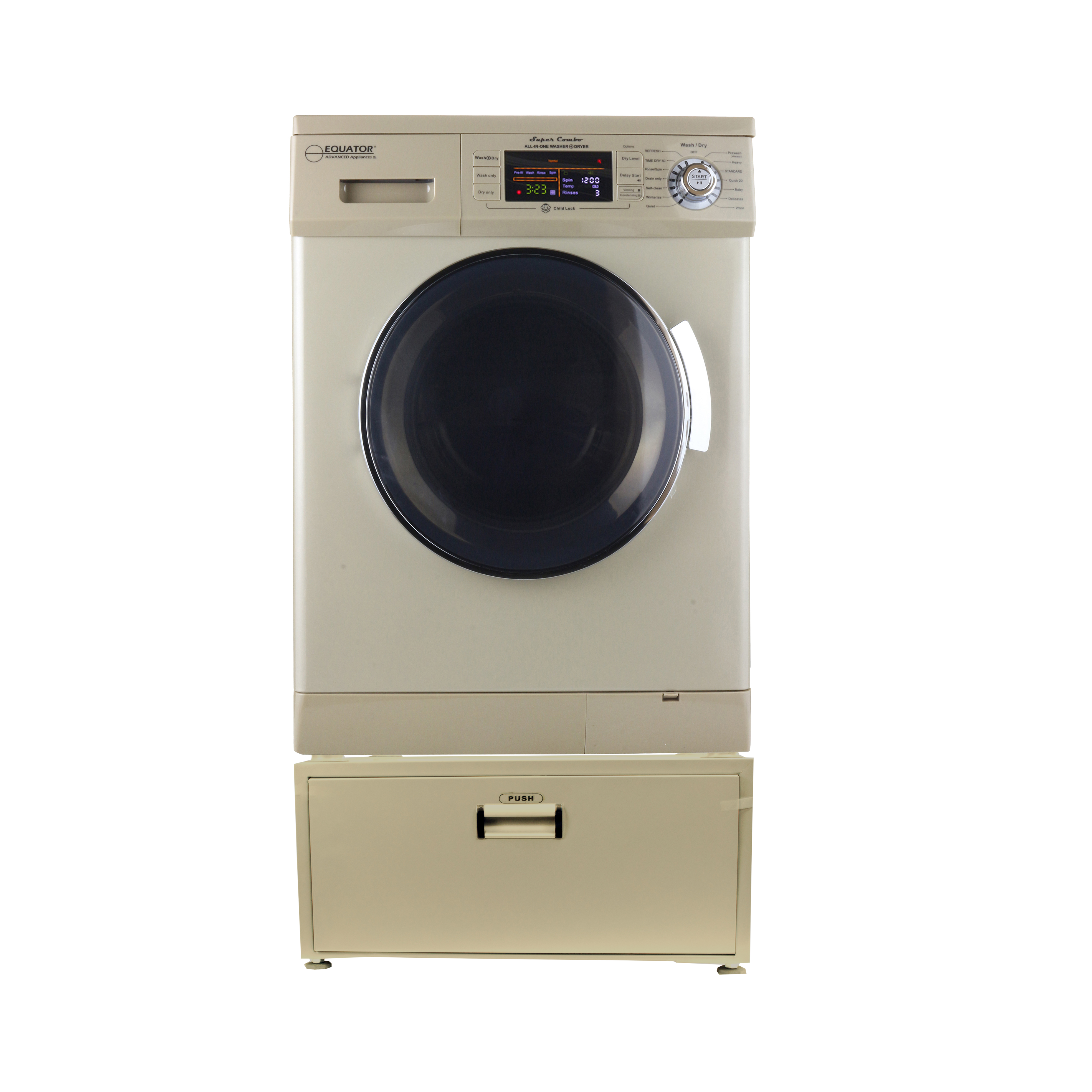 Equator EZ 4400 N Gold All-in-one New Compact Combo Washer Dryer with Pedestal Storage Drawer