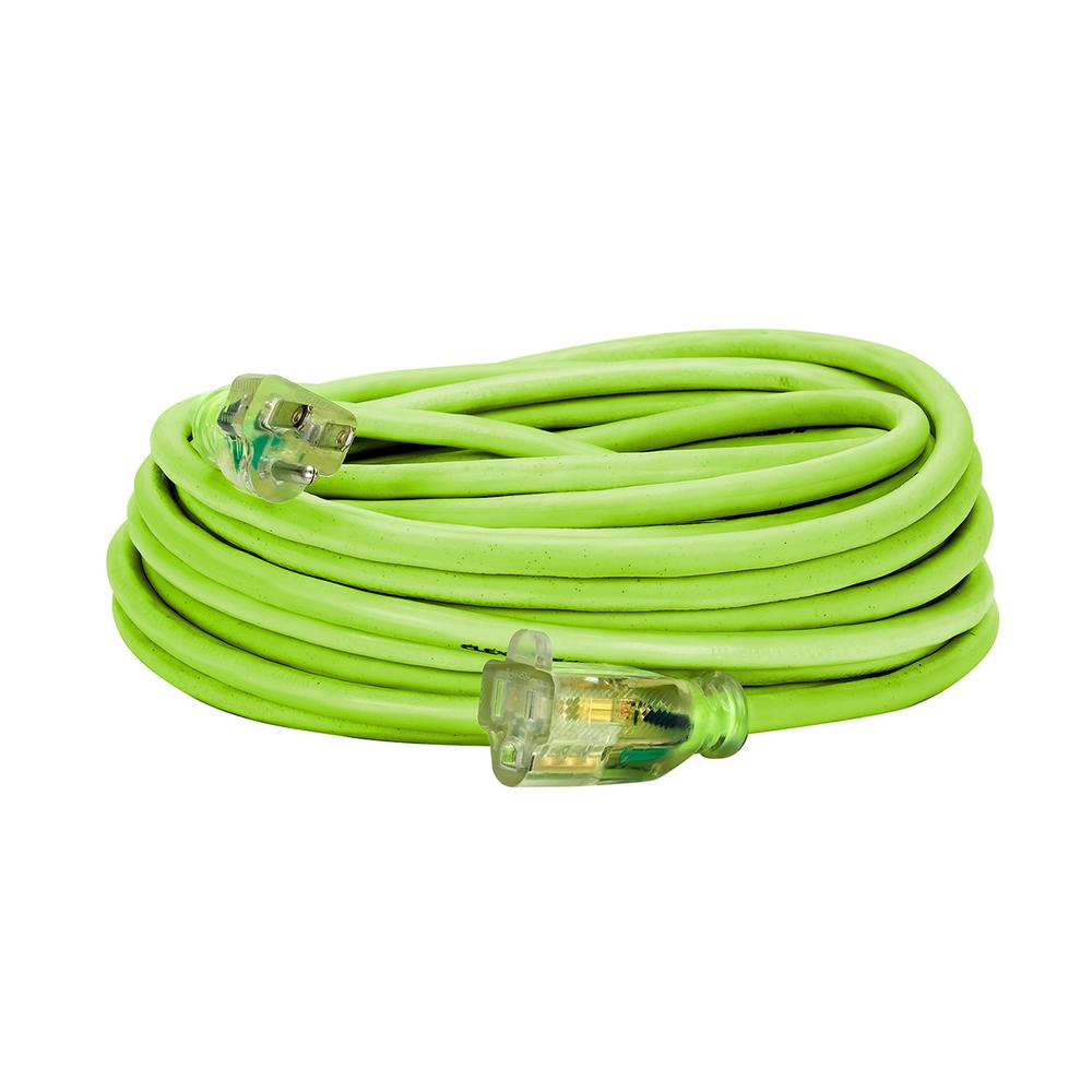 Flexzilla Pro Extension Cord 14/3 AWG SJTW 50' Outdoor Lighted Plug ZillaGreen