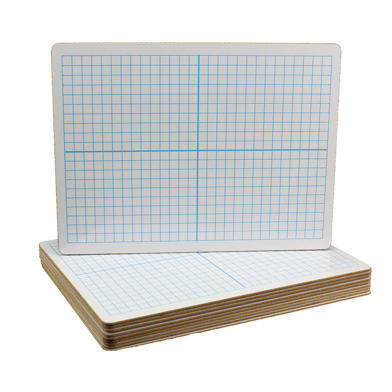 Graphing Two-Sided Dry Erase Board, 12 x 9, XY Axis Front, White Back, 12/Pack