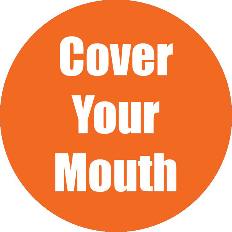 Cover Your Mouth Anti-Slip Floor Sticker, Orange, 11", Pack of 5