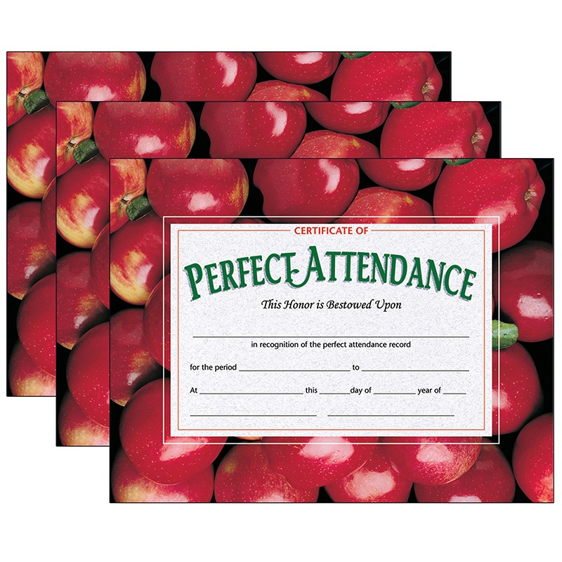 Certificate of Perfect Attendance, 30 Per Pack, 3 Packs