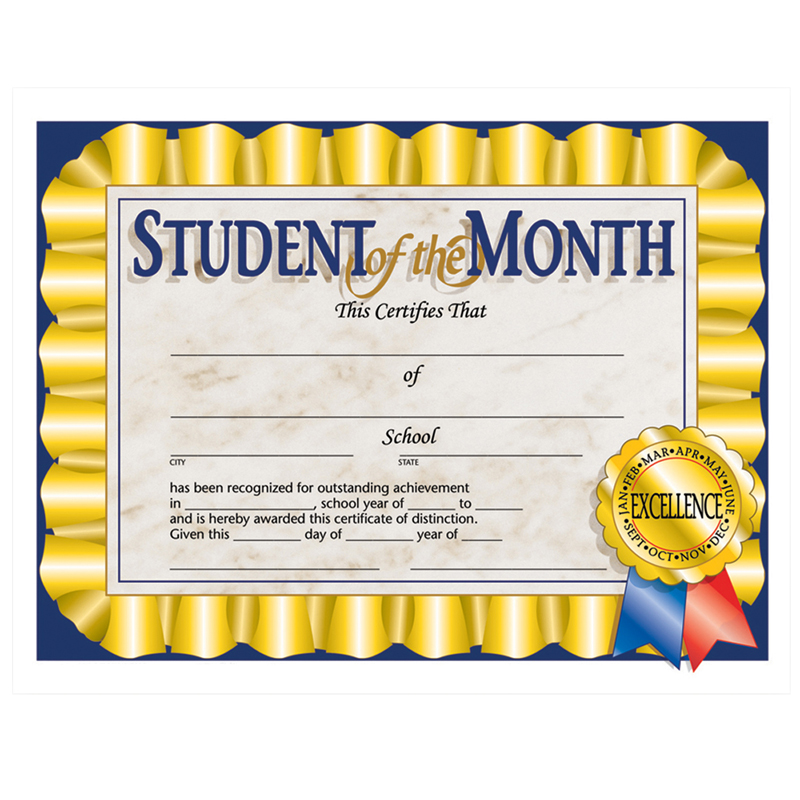 Student of the Month Certificate, 8.5" x 11", Pack of 30