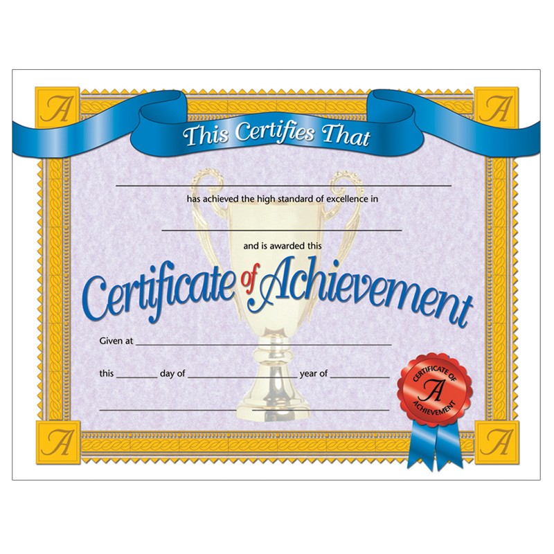 Certificate of Achievement, 8.5" x 11", Pack of 30