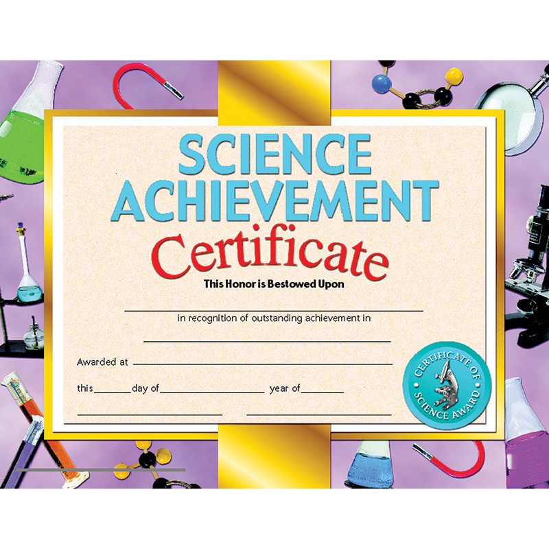 Science Achievement Certificate, 8.5" x 11", Pack of 30