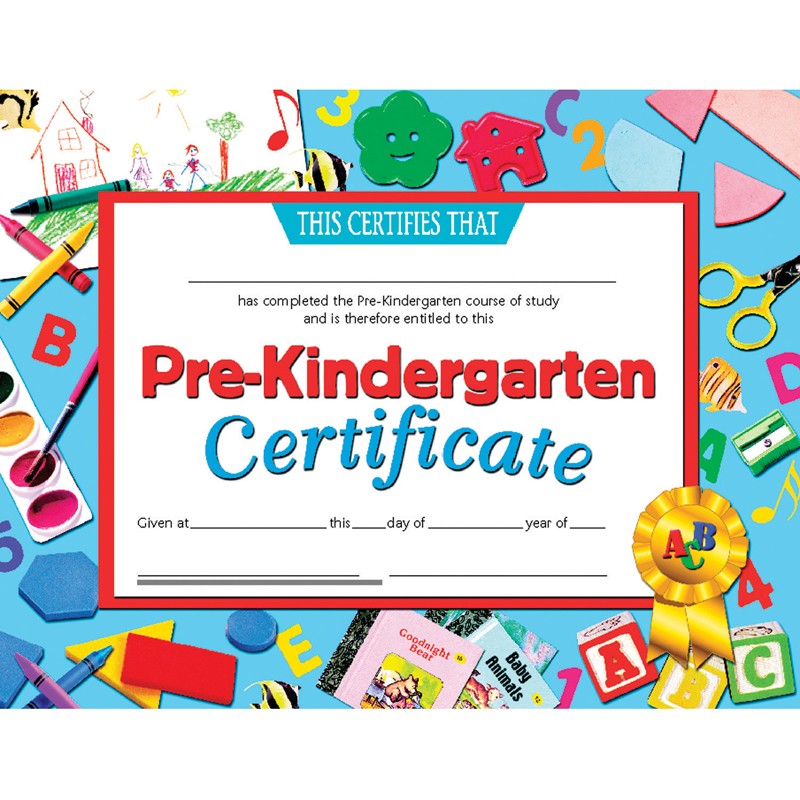 Pre-Kindergarten Certificate, 8.5" x 11", 30 Per Pack, 3 Packs