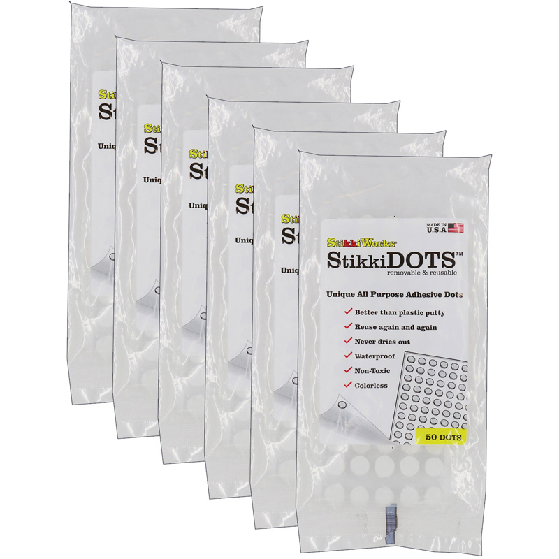 StikkiDOTS, Adhesive Dots, 50 Per Pack, 6 Packs