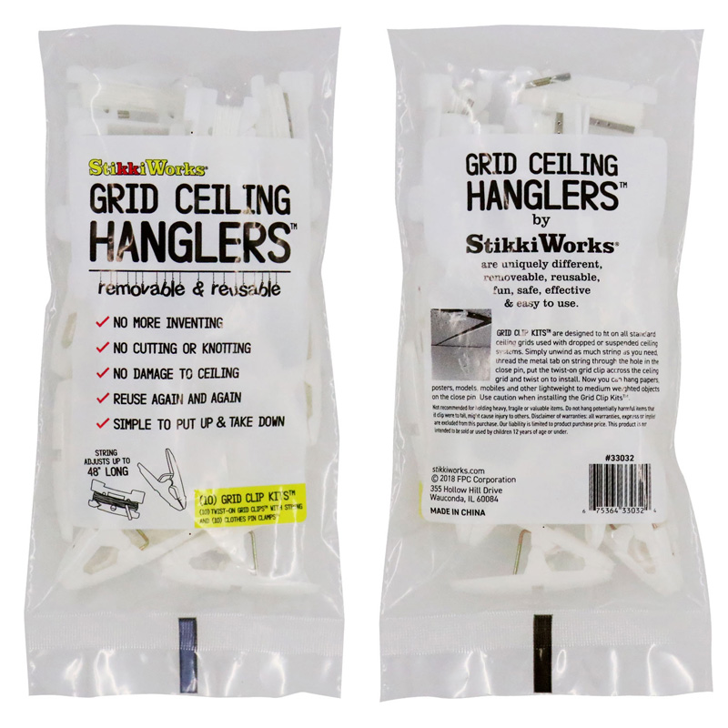 Grid Ceiling Hanglers Grid Clip Kits, 10 Per Set, 3 Sets